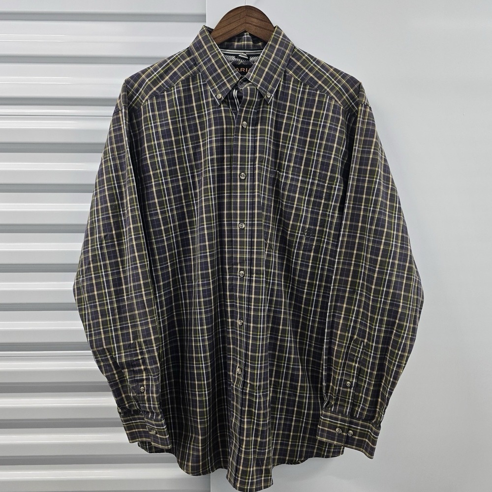 Ariat Pro Series Mens Large Plaid Long Sleeve Western Button Up Shirt